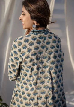 Aadhya Ajrakh Kali Line Cotton Kurta