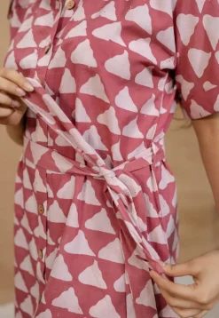 Aalia Pink Batik Cotton Straight Dress