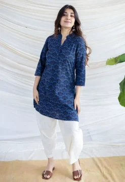 Aamiya Indigo Ajrakh Cotton Straight Kurta