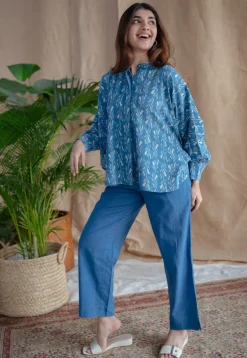 Aara Slub Cotton Straight Pant