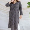 Aarushi Dark Brown Ajrakh Cotton Straight Kurta