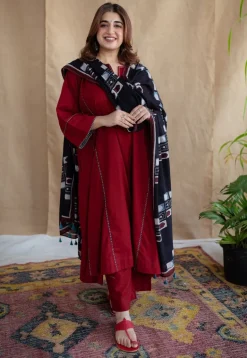 Adira Cotton Jhabba Kali Co-ord Set (Set of 2)