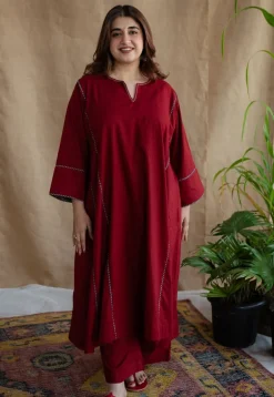 Adira Cotton Jhabba Kali Co-ord Set (Set of 2)