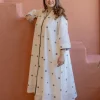Aditi Off White Jamdani Handloom Cotton A Line Kurta