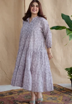 Adya Lavender Batik MulMul Cotton A Line Dress with Slip