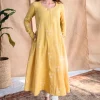 Affana Dabu Slub Cotton Kali Kurta