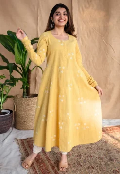 Affana Dabu Slub Cotton Kali Kurta
