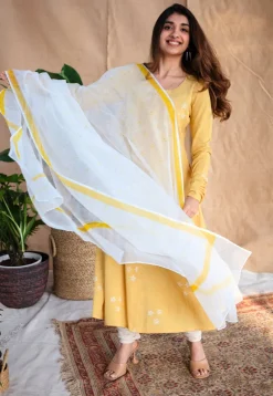 Affana Dabu Slub Cotton Kali Kurta