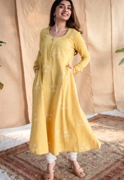 Affana Dabu Slub Cotton Kali Kurta