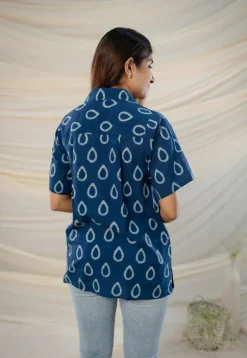 Afia Indigo Dabu Cotton Top