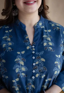 Afira Indigo Ajrakh Cotton Straight Kurta