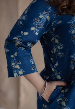Afira Indigo Ajrakh Cotton Straight Kurta