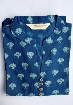 Afira Indigo Dabu Cotton Straight Kurta