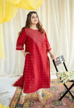 Ahalya Bandhani Chanderi Silk Kurta with Mukaish Detailing
