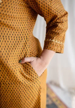 Akira Ajrakh Slub Cotton Hand Embroidered Kurta