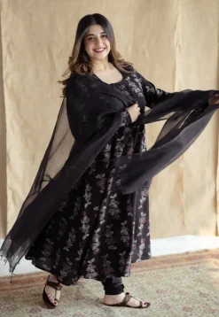 Akrita Black Ajrakh Cotton Kali Kurta