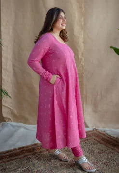 Akrita Dabu Slub Cotton Kali Kurta