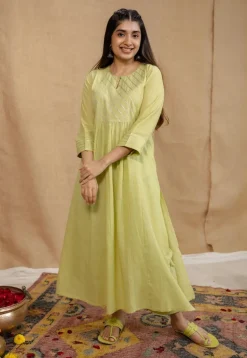 Akshara Mulmul Cotton Lime Kurta Set (Set of 3)