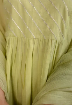 Akshara Mulmul Cotton Lime Kurta Set (Set of 3)