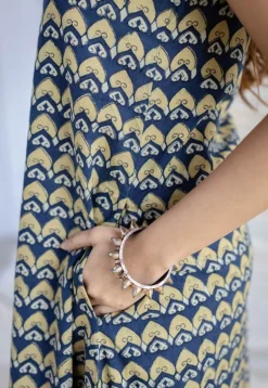 Amaja Blue Ajrakh Cotton A Line Dress