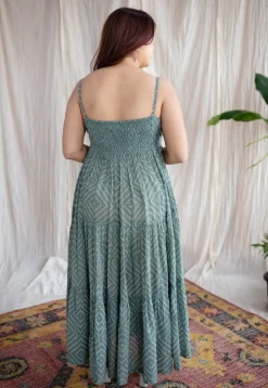 Amrin Green Batik MulMul Cotton A Line Dress