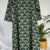 Anamika Navy Blue Ajrakh Cotton A Line Kurta