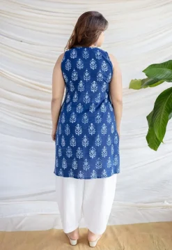Anaya Indigo Dabu Cotton Straight Kurta