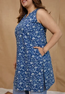 Anaya Indigo Dabu Cotton Straight Kurta