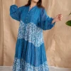 Arina Batik Natural Dyed MulMul Cotton Dress with Slip