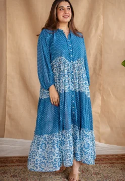 Arina Batik Natural Dyed MulMul Cotton Dress with Slip