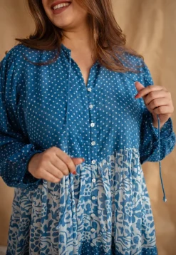 Arina Batik Natural Dyed MulMul Cotton Dress with Slip