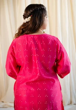 Arna Bandhani Chanderi Silk Kurta with Mukaish Detailing