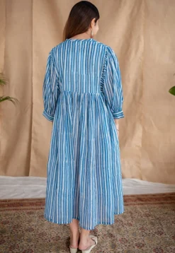 Arya Batik Natural Dyed MulMul Cotton Dress with Slip