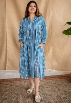 Arya Batik Natural Dyed MulMul Cotton Dress with Slip