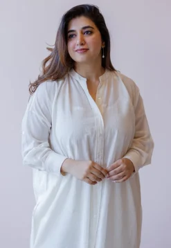 Asha Off White Jamdani Handloom Cotton Anti-Fit Kurta