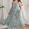 Ashvi Green Batik MulMul Cotton A Line Dress