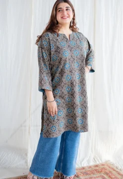 Asiya Ajrakh Jhabba Kali Cotton Kurta