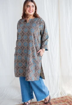Asiya Ajrakh Jhabba Kali Cotton Kurta