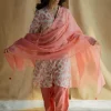 Avika Coral Hand Block Print Slub Cotton Straight Kurta