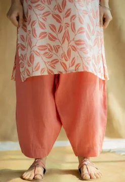 Avika Coral Hand Block Print Slub Cotton Straight Kurta