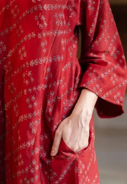 Ayra Madder Ajrakh Chanderi Silk Jhabba Kali Kurta with Hand Embroidery