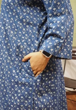 Ayrin Indigo Dabu Cotton Jhabba Kali Kurta