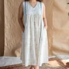 Ayzal Dabu Slub Cotton Hand Embroidered Dress