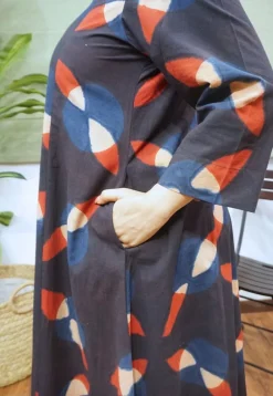 Black Clamp Dyed Cotton Kali Kurta