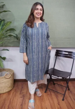 Blue Ajrakh Cotton Kurta