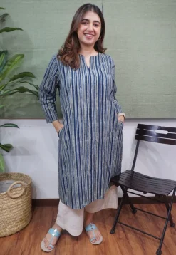 Blue Ajrakh Cotton Kurta