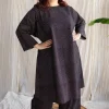 Bombay Charcoal Ajrakh Cotton Loose Kurta with Hand Embroidery