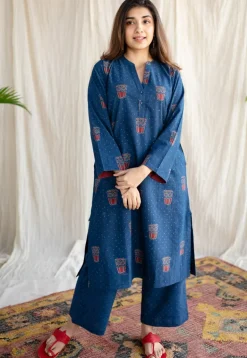 Bombay Irani Chai Indigo Ajrakh Cotton Kurta