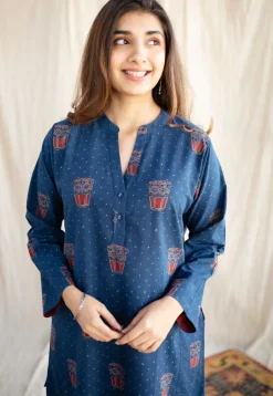 Bombay Irani Chai Indigo Ajrakh Cotton Kurta