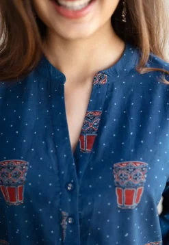 Bombay Irani Chai Indigo Ajrakh Cotton Kurta
